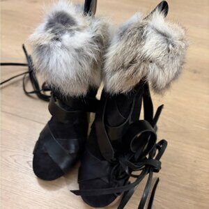 Isabel Marant Elegant Black Fur Boots